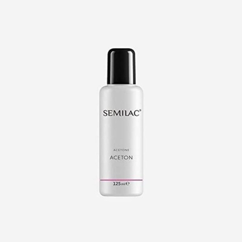 Semilac Acetone Nail Polish Remover 125ml for Hybrid UV LED Nail Polish - Dermatologically Tested Acteone Remover