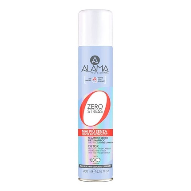 Alama Zero Stress Shampoo Dry Shampoo Cleansing and Detoxifying Shampoo with Activated Charcoal for Instant Clean Hair