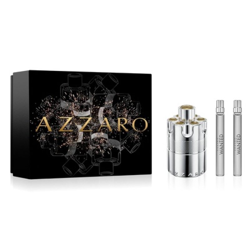 Azzaro Wanted Intense Men's Cologne Gift Set 3-Piece Holiday Set Full Size Travel Size Fragrances Woody Aromatic