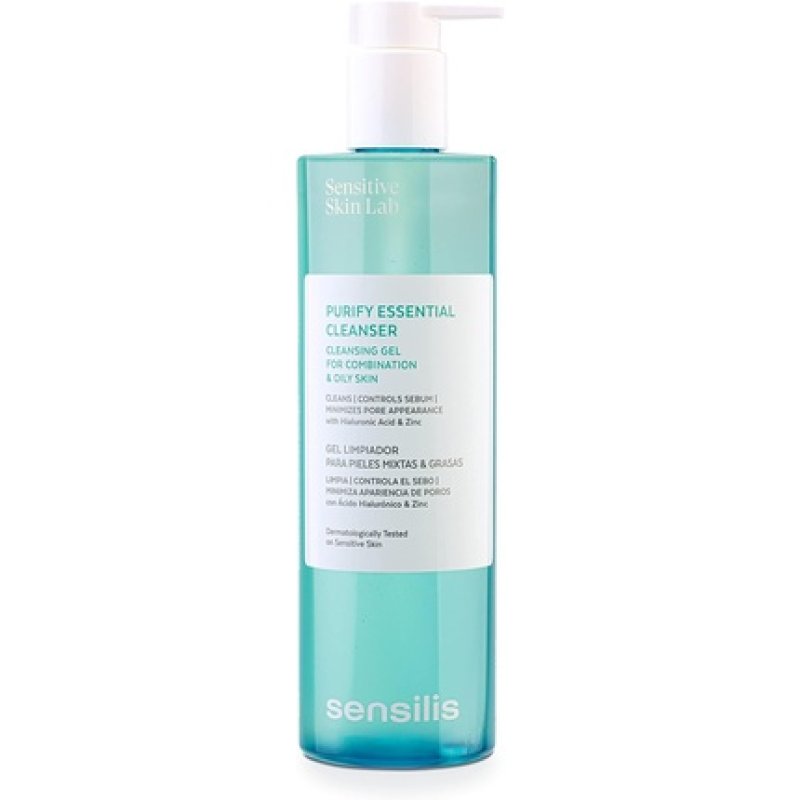 Sensilis Purify Essential Cleanser Combination and Oily Skin Cleansing Gel with Hyaluronic Acid and Zinc 400ml