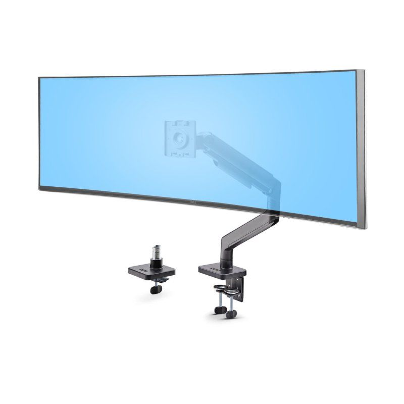 StarTech.com Monitor Desk Mount for up to 49in 32:9 Ultrawide Curved Screens, Mechanical Spring Arm, C-Clamp/Grommet,