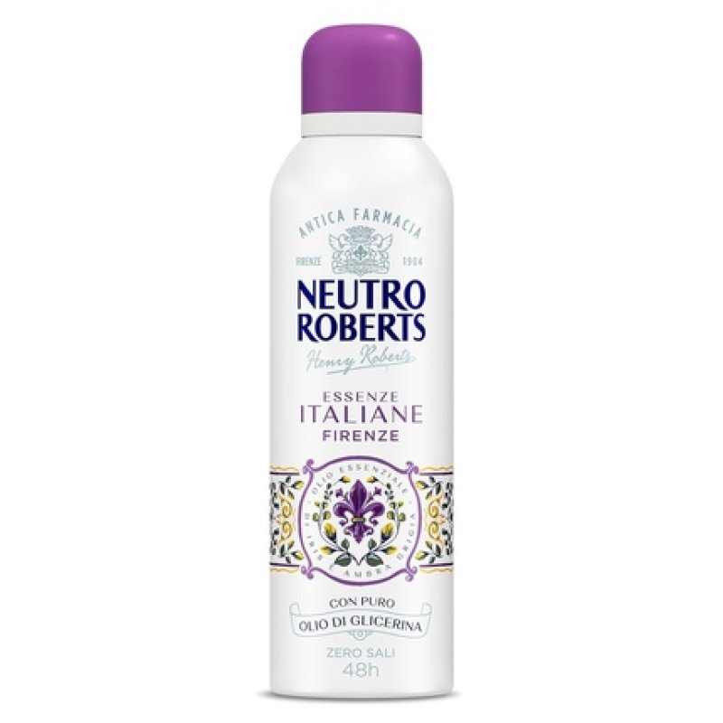 Neutro Roberts Firenze Deodorant Spray without Aluminum Salts Stain-Free with Essential Oil from Iris and Gray Amber