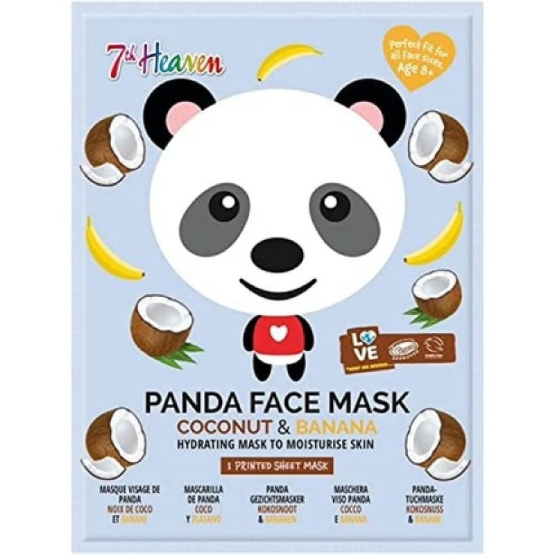 7th Heaven Panda Face Sheet Mask with Coconut and Banana to Hydrate and Moisturize Skin
