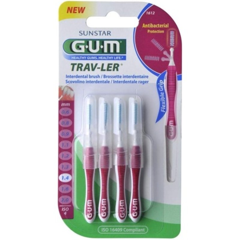GUM Proxabrush Trav-ler 4 Interdental Brushes 1.4mm