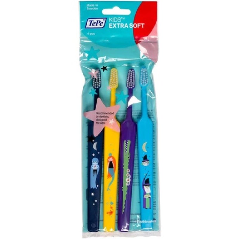 TePe Kids X-Soft Toothbrush for Children from 3 Years - Extra Soft and Colorful Brush for Gentle and Sufficient
