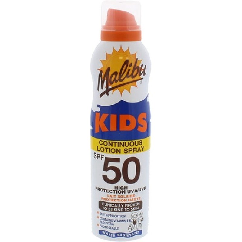 Malibu Kids High Protection Water Resistant SPF 50 Sun-Screen Continuous Lotion Spray 175ml