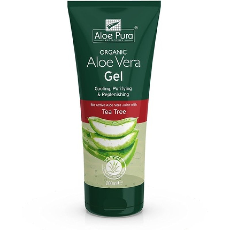 Aloe Pura Organic Aloe Vera Gel with Tea Tree Cooling and Purifying 200ml