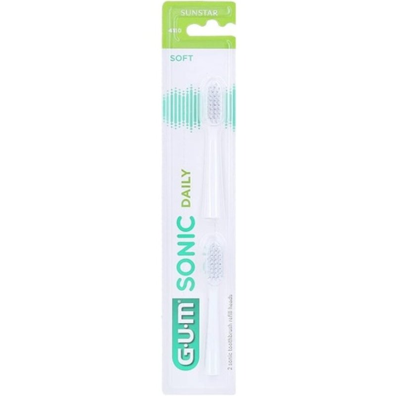 GUM Sonic Daily 2 Soft Toothbrush Heads 4110 - White