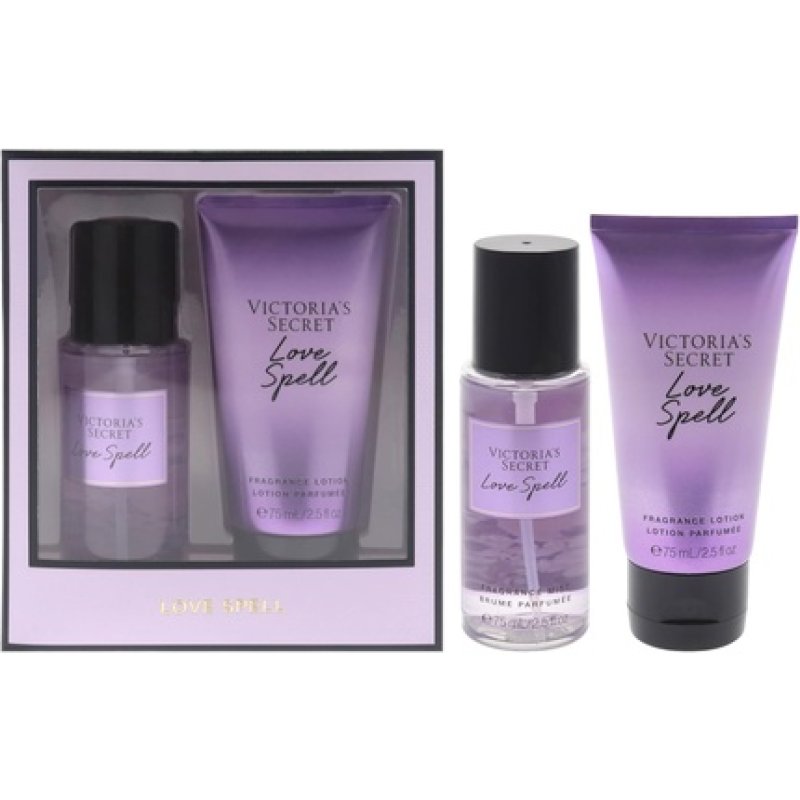 Love Spell Set by Victoria's Secret for Women 2 Pc Mini Gift Set 2.5oz Fragrance Mist 2.5oz Fragrance Lotion