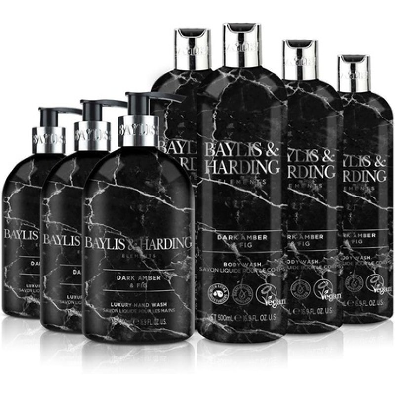 Baylis & Harding Elements Dark Fig & Amber Toiletries Bundle Hand Wash 500ml Body Wash 500ml