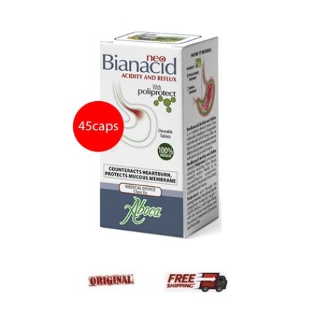 Aboca Bianacid Neo Acidity and Reflux Stomach Heartburn Relief 45 Capsules