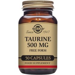 Solgar Taurine 500mg Vegetable Capsules Pack of 50 - Essential Amino Acid - Vegan and Gluten Free