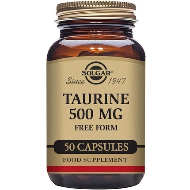 Solgar Taurine 500mg Vegetable Capsules Pack of 50 - Essential Amino Acid - Vegan and Gluten Free
