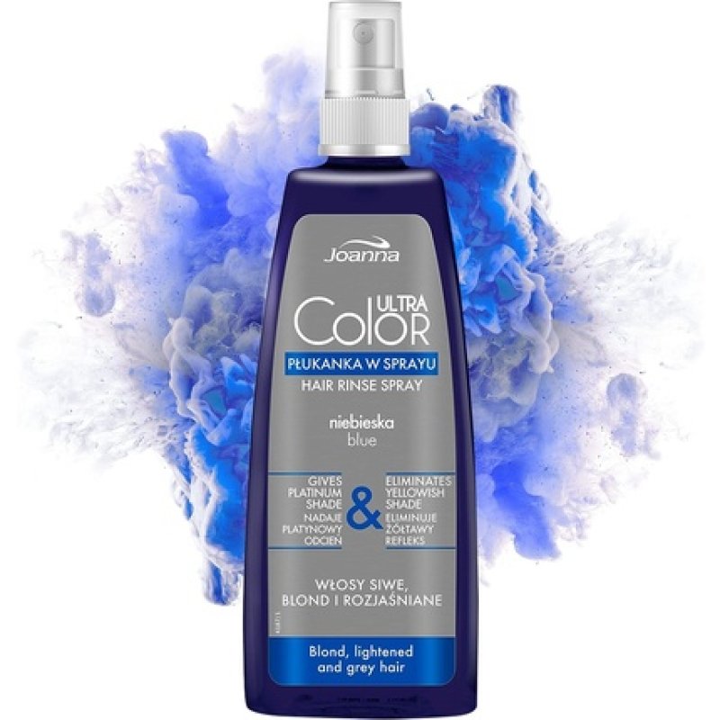 Joanna Ultra Color Blue Color Rinse Spray for Blonde and Light Hair 150ml Platinum-Grey Shade