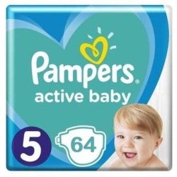 Pampers Active Baby Size 5 - 64 Diapers