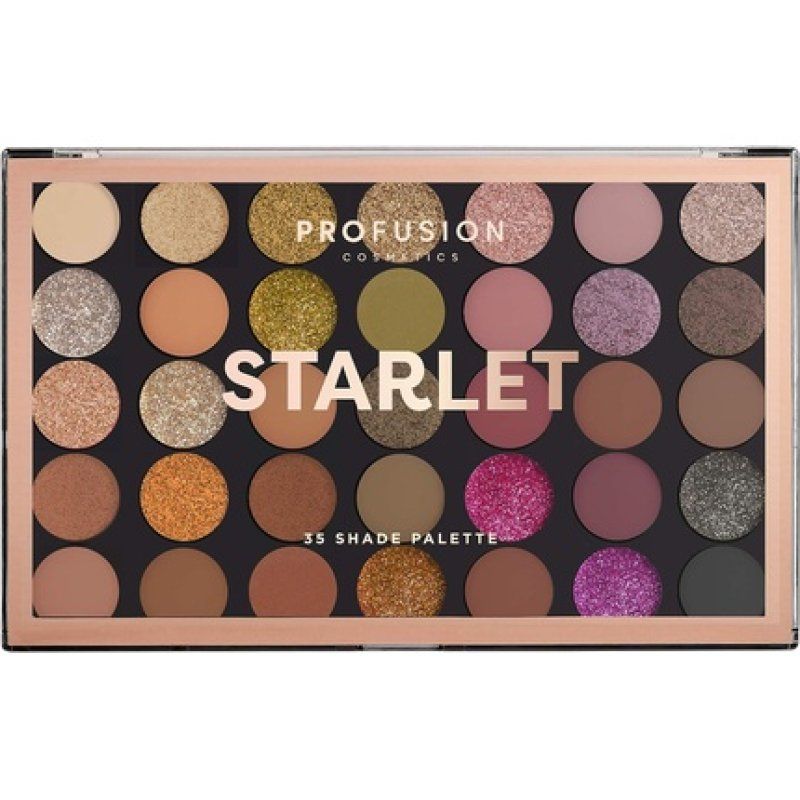 Profusion Cosmetics Starlet 35 Shade Master Eyeshadow Palette - Golden Neutrals to Deep Berries and Glamorous Glitters