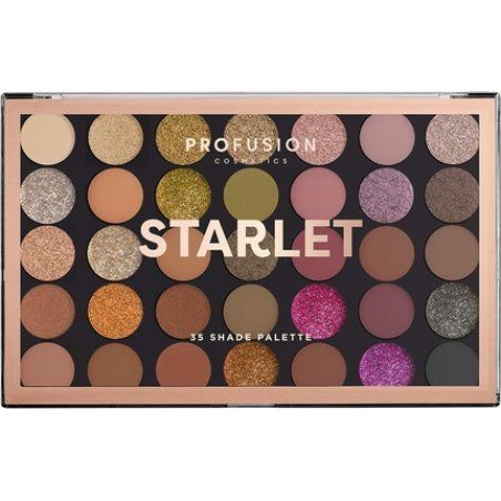 Profusion Cosmetics Starlet 35 Shade Master Eyeshadow Palette - Golden Neutrals to Deep Berries and Glamorous Glitters