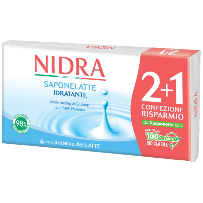 Nidra Saponelatte Idratante Savon en pain 90 g 3 pièce(s)