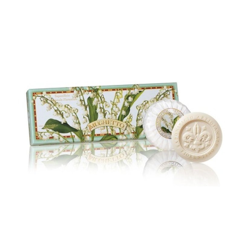 Saponificio Artigianale Fiorentino Lily of the Valley Round Sculpted Soap Set 300 Grams