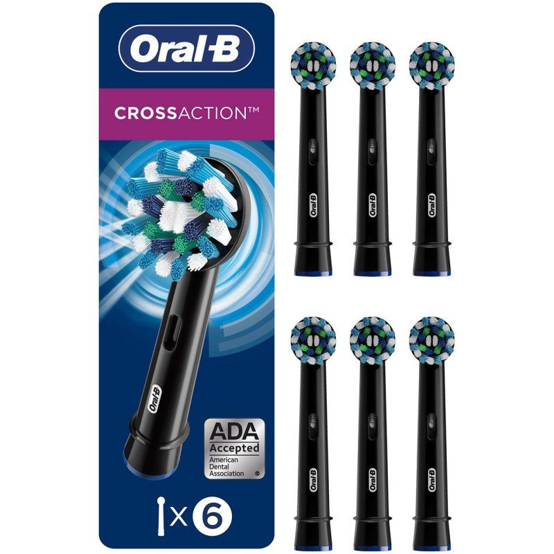 Oral-B CrossAction Replacement Brush Heads, Black, 6-Count