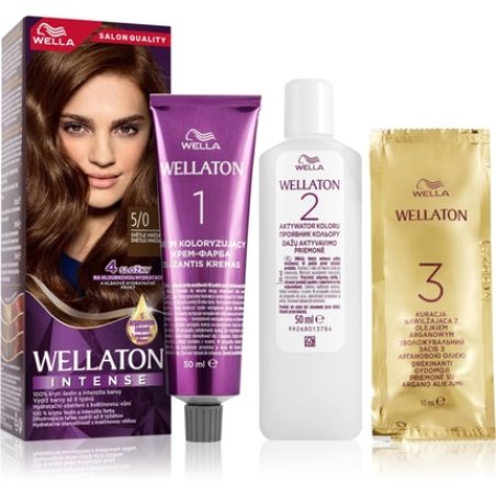 Wella Wellaton Intense Permanent Hair Color with Argan Oil - 5/0 Light Brown, 1 piece