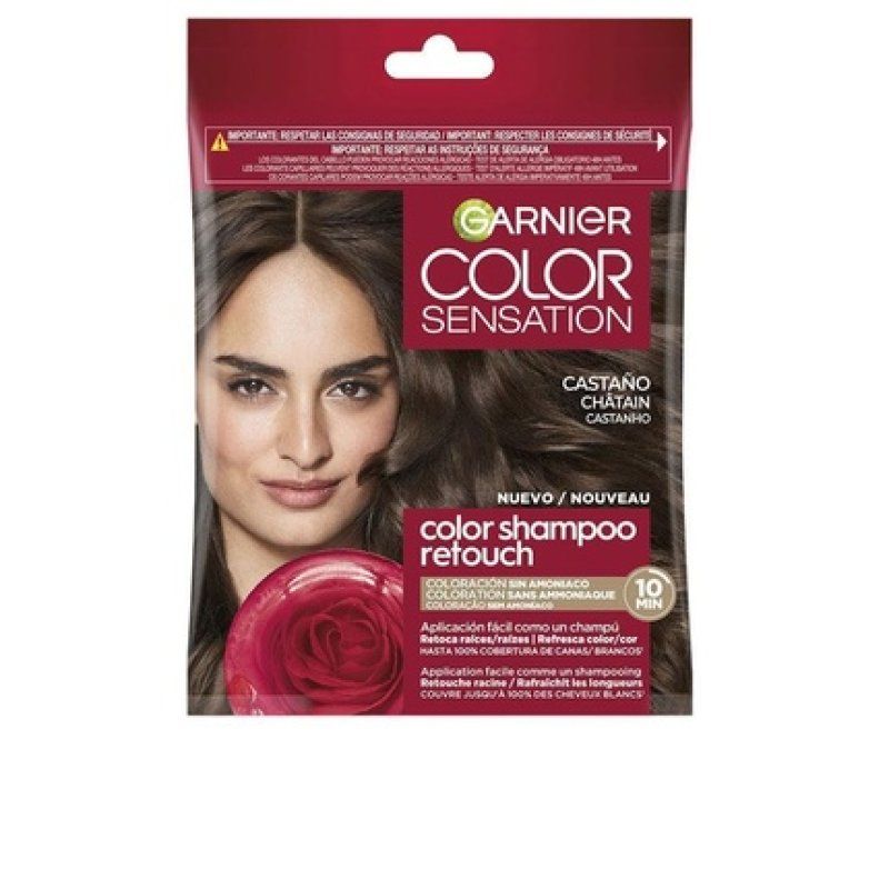 Garnier Color Shampoo Retouch Permanent Hair Color Chestnut Brown - 100% Coverage of White Hair - Lasts up to 4 Weeks