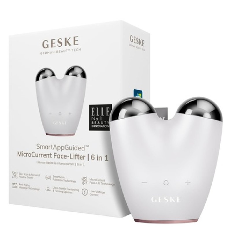 GESKE SmartAppGuided MicroCurrent Face-Lifter 6 in 1 Facial Lifting Face & Jawline Trainer Face Tightening Anti Aging