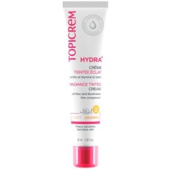 Topicrem HYDRA Tinted Cream Light Glow Moisturizer for Sensitive and Dehydrated Skin Adults and Teens 24 Hour Moisture