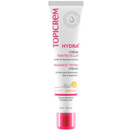 Topicrem HYDRA Tinted Cream Light Glow Moisturizer for Sensitive and Dehydrated Skin Adults and Teens 24 Hour Moisture