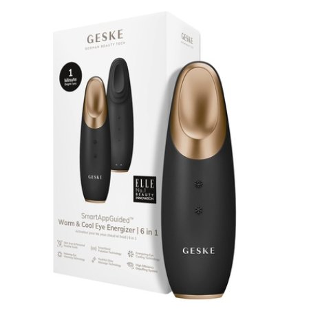 GESKE SmartAppGuided Warm & Cool Eye Energizer 6 in 1 Eye Massager for Dark Circles, Eye Bags, and Droopy Eyelids