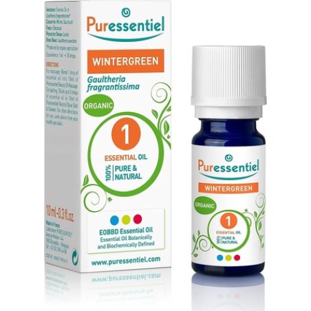Puressentiel Organic Wintergreen Essential Oil 10ml - 100% Pure & Natural Vegan Aromatherapy Bath Warm & Woody Scented