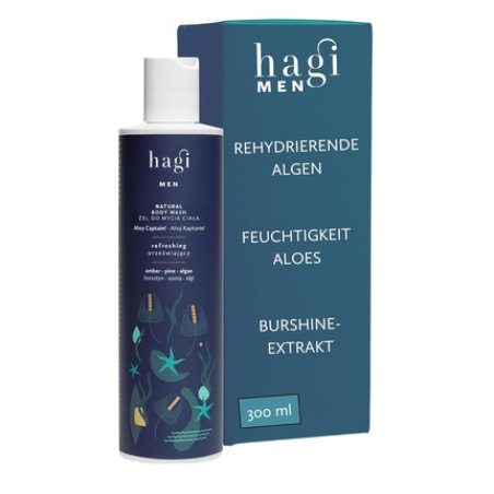 Hagi Natural Shower Gel for Men Ahoy Captain! With Algae, Aloe Vera Juice and Amber Extract Hydration, Protective
