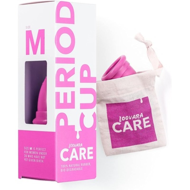 Loovara Menstrual Cup Size M 100% Natural Rubber - Made in Germany - Vegan, Silicone-Free, Bleach-Free, Lifespan up to
