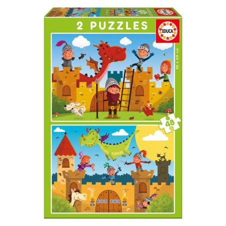 Puzzle Educa compatible - Dragons et Chevaliers (2x48 pièces)