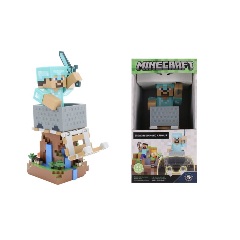 MINECRAFT - Steeve en Armure - Support Manette & Portable - 20cm