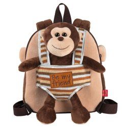 Max Monkey reversible backpack with plush toy 25cm
