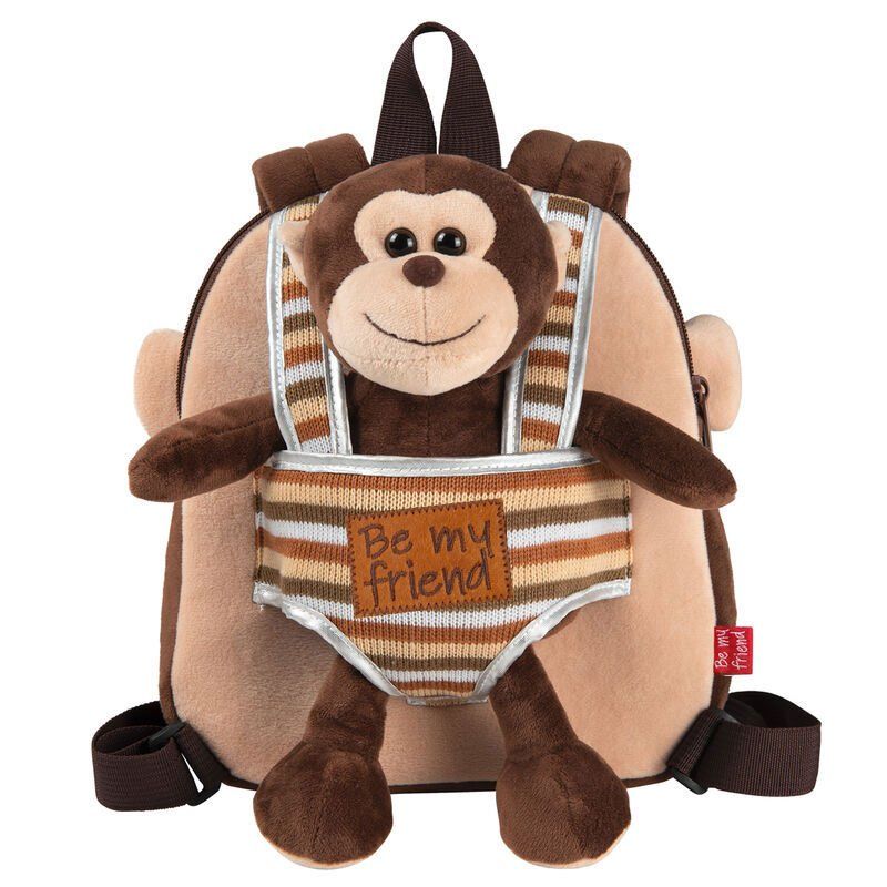 Max Monkey reversible backpack with plush toy 25cm
