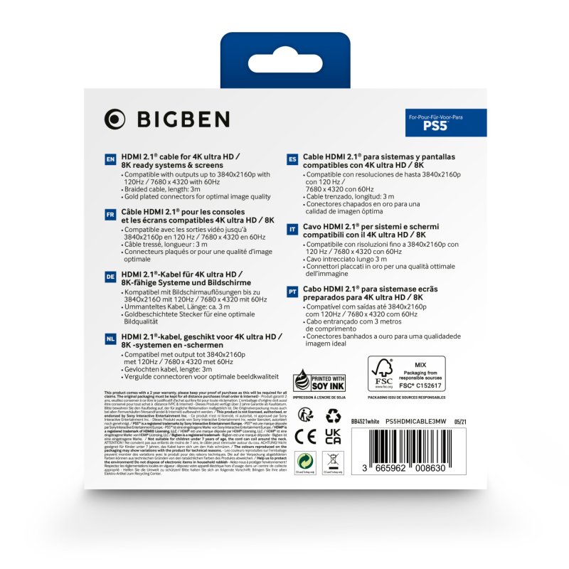 NACON PS5HDMICABLE3MW câble HDMI 3 m HDMI Type A (Standard) Blanc