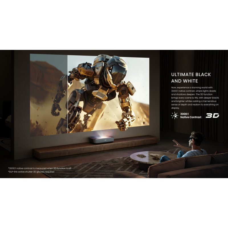 Hisense Laser TV PL2 data projector Ultra short throw projector 2700 ANSI lumens DLP UHD 4K (3840x2160) 3D Black