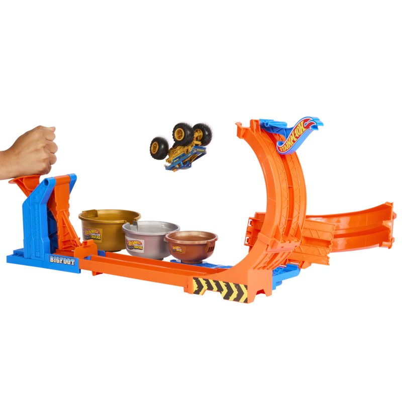 Hot Wheels Monster Trucks – – Coffret Défi du Trophée Tournez-et-Renversez