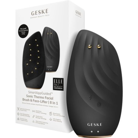 GESKE SmartAppGuided Sonic Thermo Facial Brush & Face-Lifter 8 in 1 Silicone Face Cleansing & Anti Aging