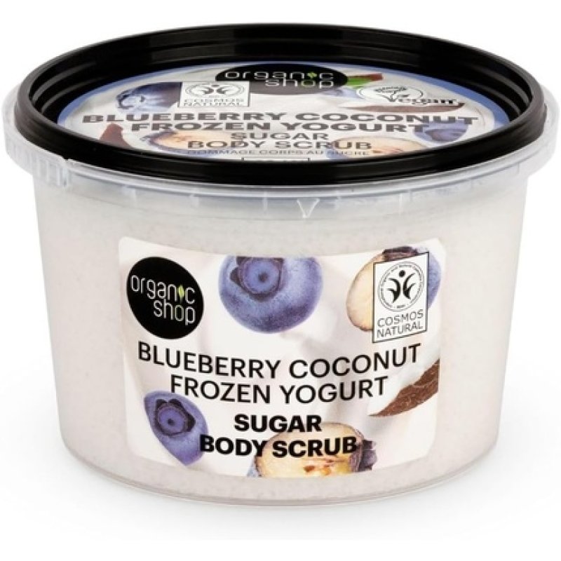 Organic Shop Blueberry Coconut Frozen Yogurt Sugar Body Scrub 250ml