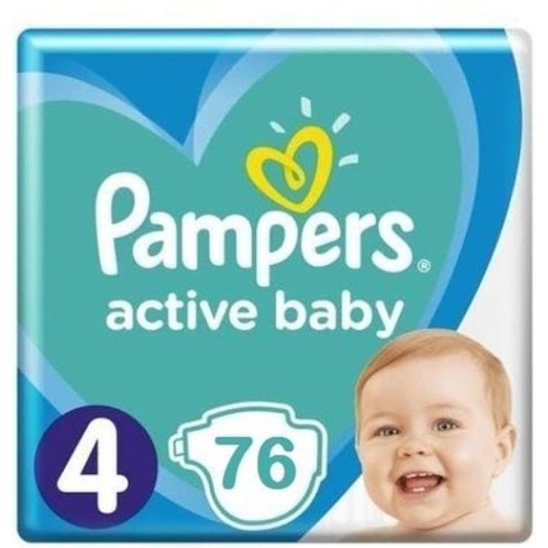 Pampers Baby-Dry Diapers - Size 4 - 9 To 14kg - 76 Pieces