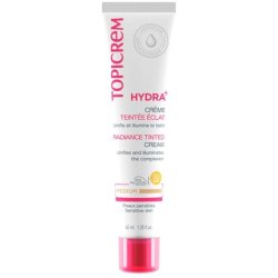 Topicrem HYDRA Tinted Moisturizer with Medium Shine for Sensitive and Dehydrated Skin Adults and Teens - Provides 24