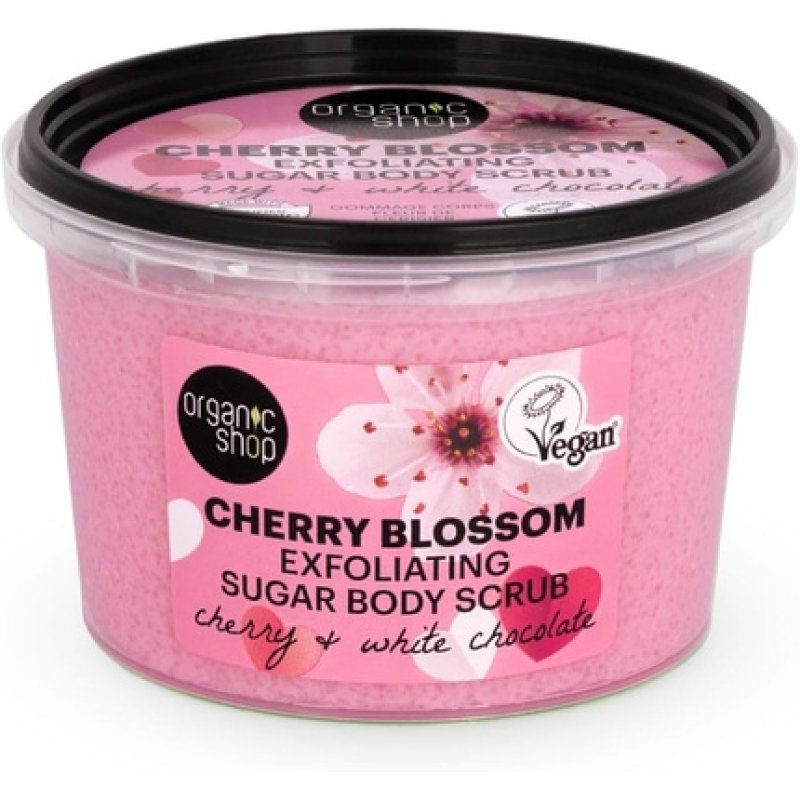 Organic Shop Cherry Blossom Exfoliating Sugar Body Scrub 250ml Cherry & White Chocolate 250g
