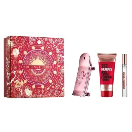 Carolina Herrera 212 Heroes For Her Eau de Parfum Vaporizer 2.7 Fl Oz Body Lotion 3.4 Fl Oz Eau de Parfum Roll-On 0.34