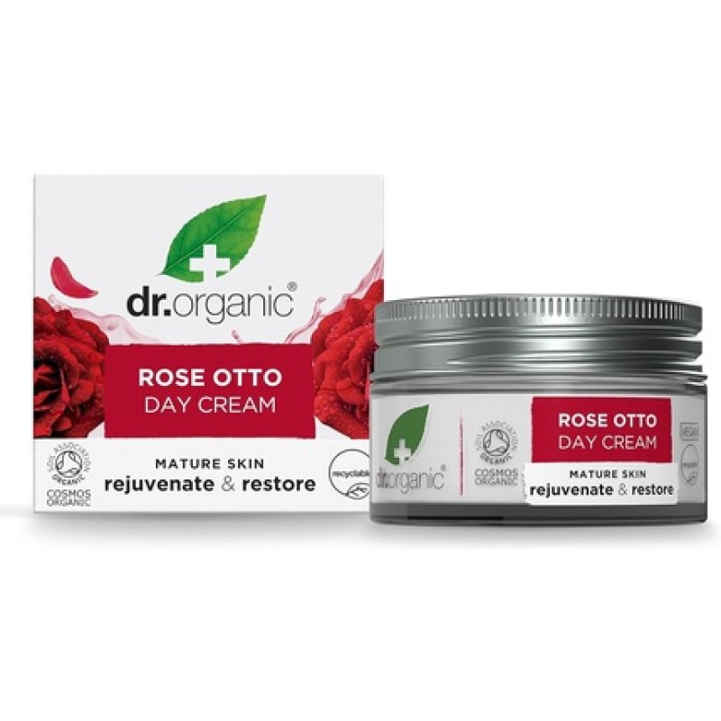 Dr Organic Rose Otto Day Cream Natural Vegan Cruelty Free Paraben SLS Free Restoring 50ml
