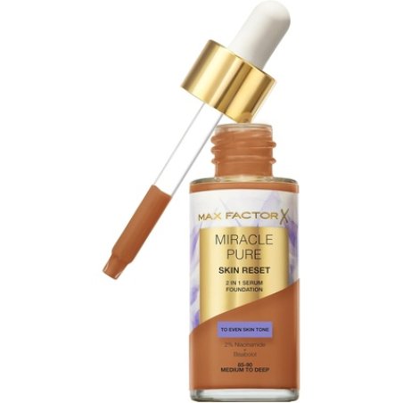 Max Factor Miracle Pure Skin Reset Serum Foundation 85-90 Medium to Deep 2-in-1 Serum Formula Healthy Looking Skin