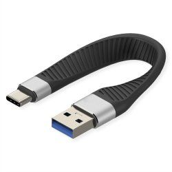 ROLINE Câble flexible USB3.2 Gen2, 12cm C-A, M/M