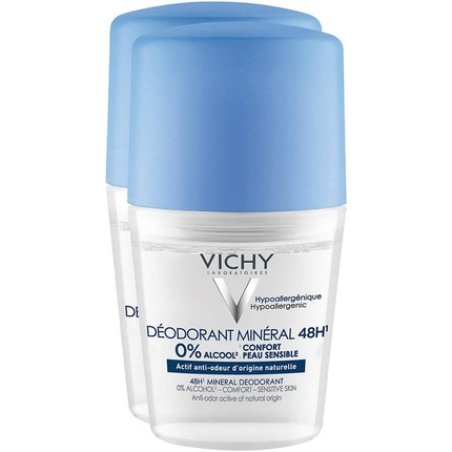 Vichy 48H Mineral Deodorant Roll-On 50ml - Pack of 2